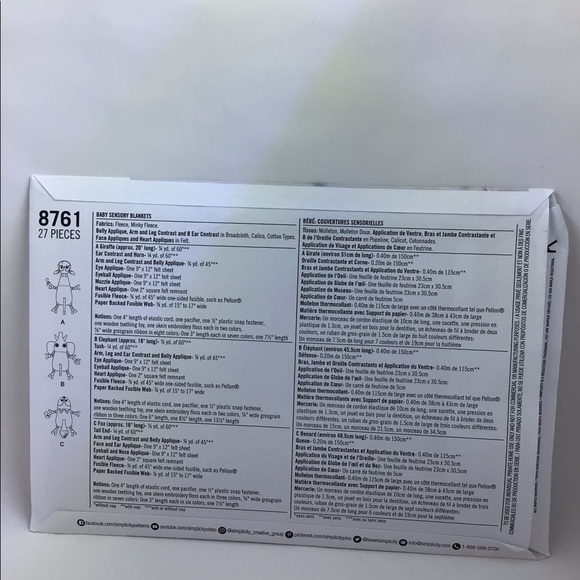 Simplicity Pattern 8761 - Baby Sensory Blankets - Picture 6 of 8